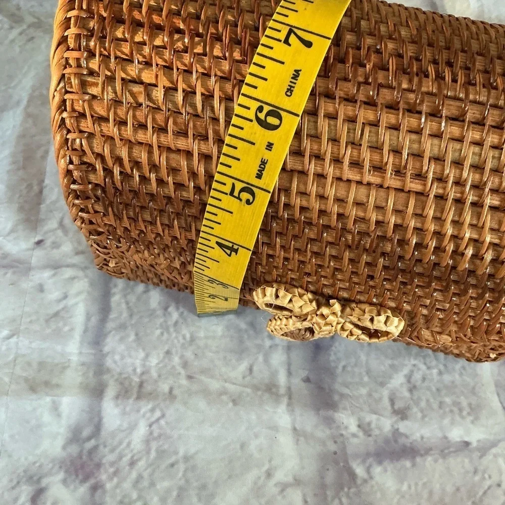 Vintage Brown Woven Crossbody Leather Strap Bag